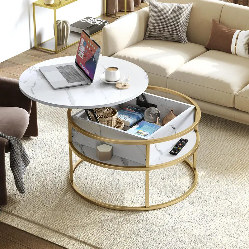 【Deals for You Days】Yitahome round Lift Top Coffee Table, Coffee Tables for Living Room with Hidden Storage Compartment, Modern Coffee Table with Storage for Living Room Home Office